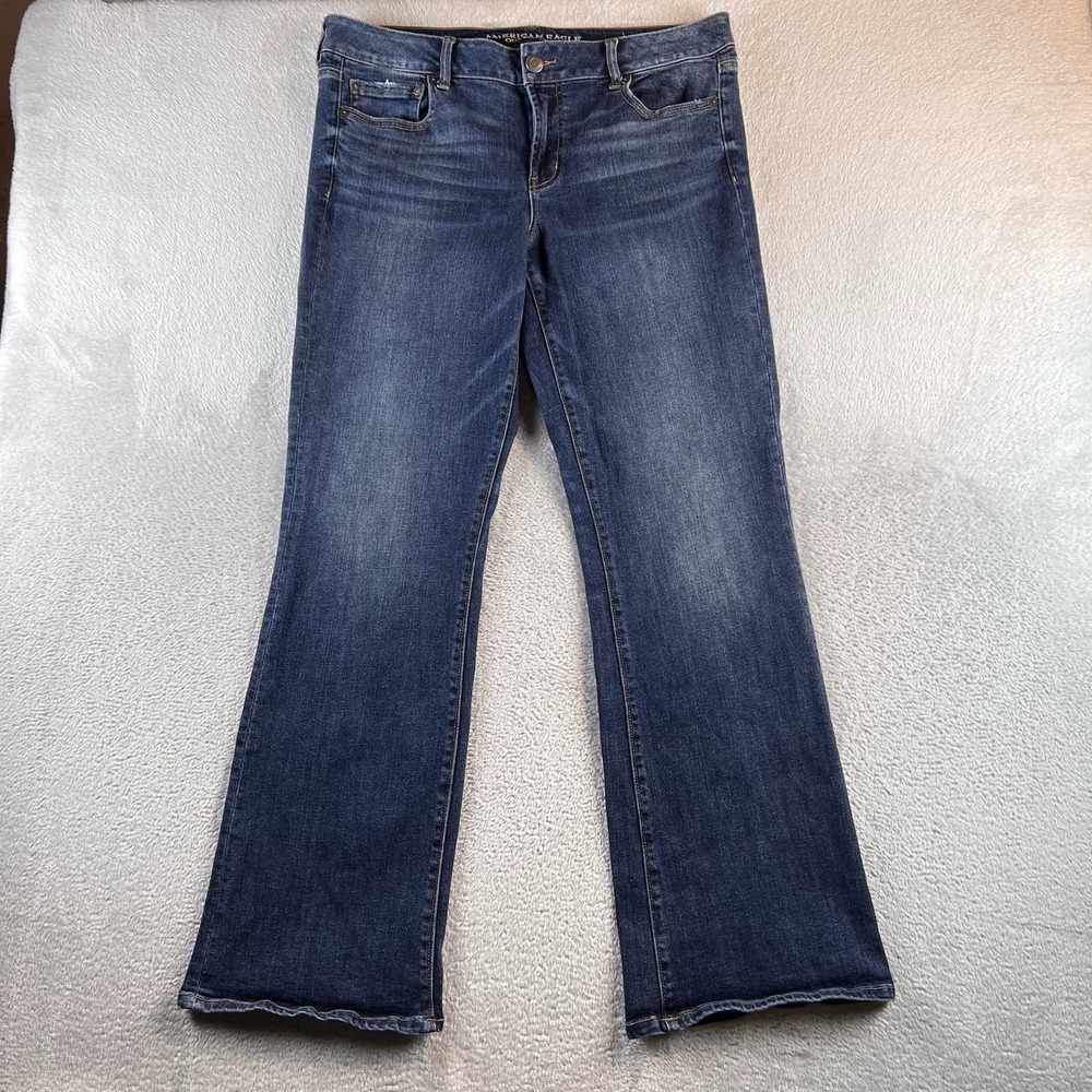 American Eagle Favorite Boyfriend Jeans Womens 16 Long Blue Low Rise Bootcut